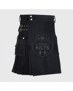 Black Utility Kilt for Men