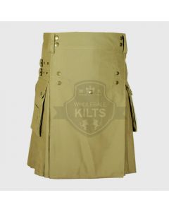 Khaki Modern Utility Kilt for Men