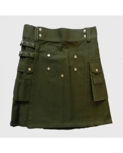 Olive Green Utility Kilt for Men