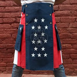 TreVeb Store Kleding Gender-neutrale kleding volwassenen Kilts en rokken Handgemaakte Kilt Custom Made Kilt Amerikaanse Vlag Kilt USA Flag Fashion Utility Kilt 