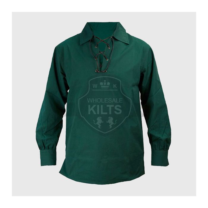 Dark Green Jacobite Ghillie Kilt Shirt