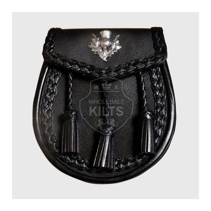 Hand Plaited Design Kilt Leather Sporran