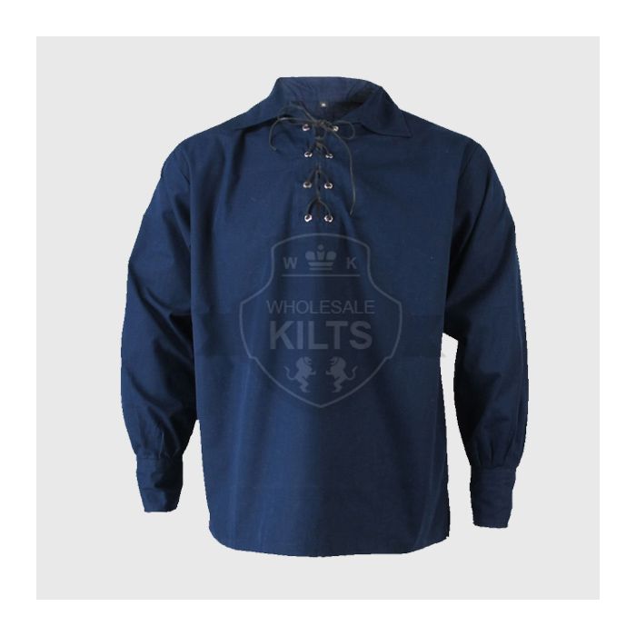 Navy Blue Jacobite Ghillie Kilt Shirt