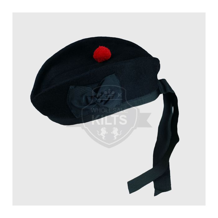 Black Scottish Glengarry Cap
