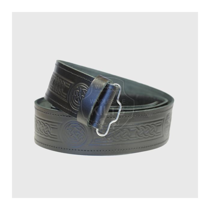 Modern Celtic Embossed Kilt Leather Belt